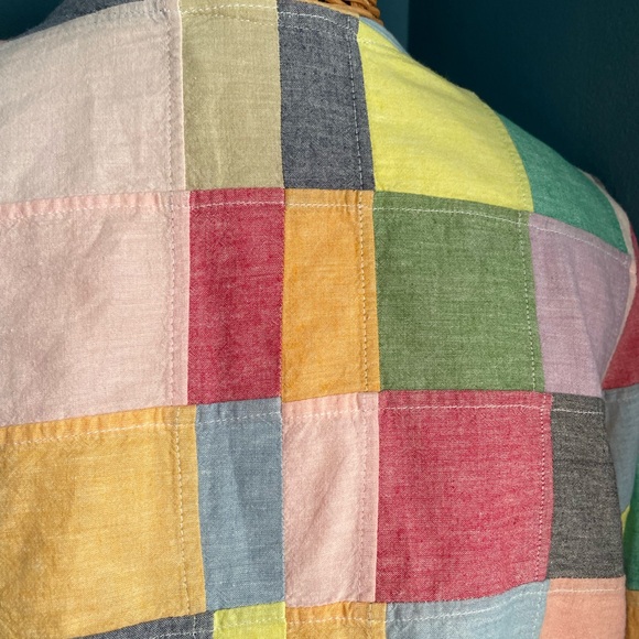 Orvis Vintage Patchwork Shirt Jacket Collarless Lined 100% Cotton size 8 - Picture 6 of 14